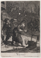 KG 06154
<br/>
Maart: sneeuwballen gooien
<br/>
<em>Gole, Jacob (1665-1724)</em>